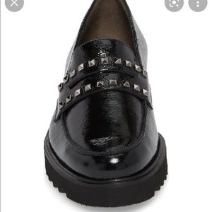 Paul Green Sofia Loafer in Black Crinkled w studs
